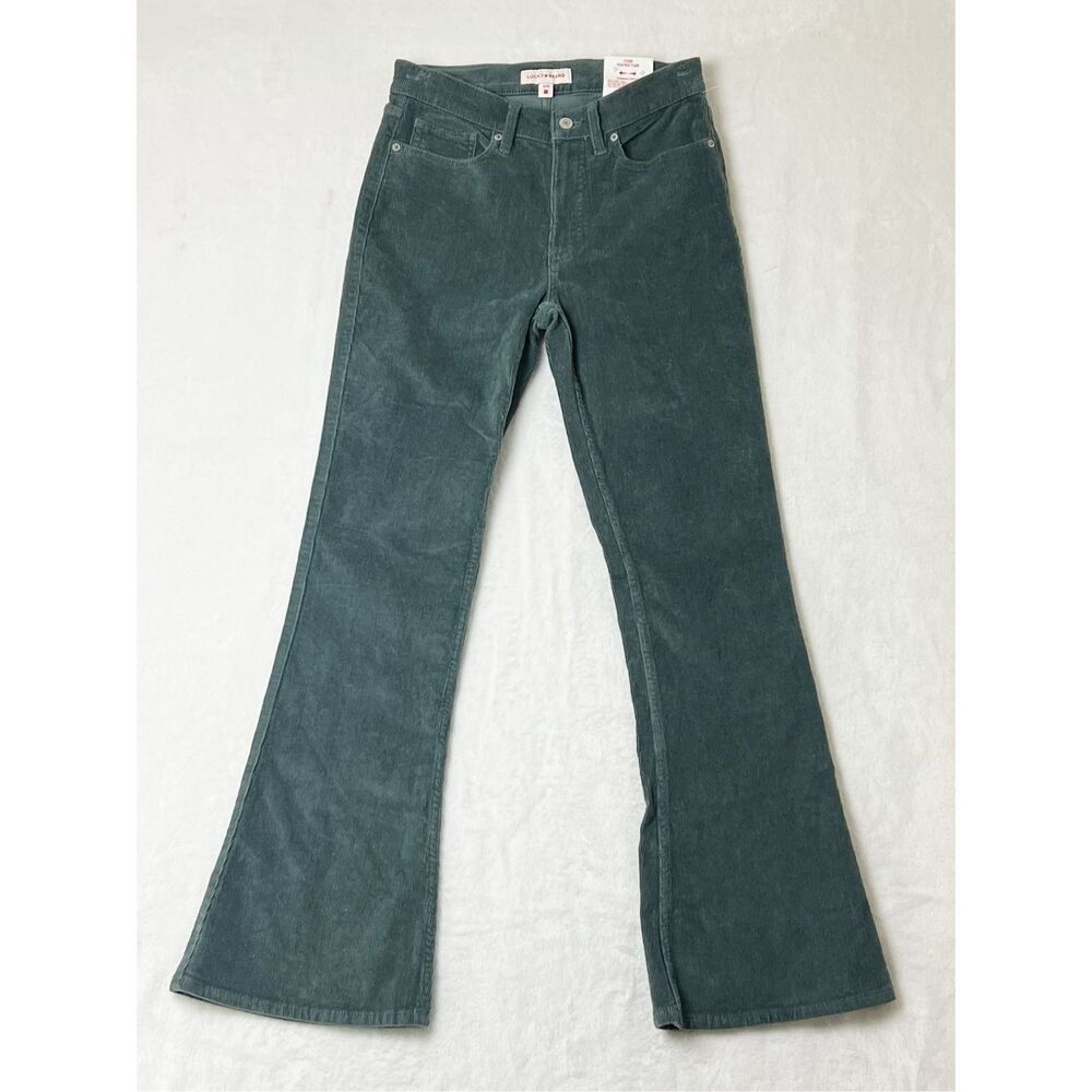 Lucky Brand Green Corduroy Stevie High Rise Flare Advanced Stretch Size 6/28 NWT